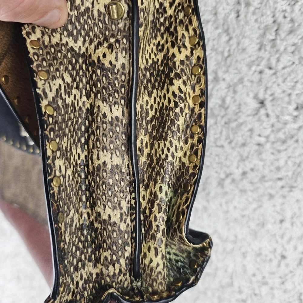 Coach Parker 1941 Rivets Chain Bag Signature Canvas Leather Genuine Snakeskin‎